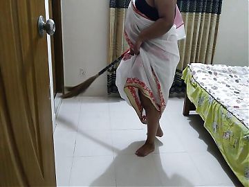 Indian sexy grandma gets rough fucked by grandson while cleaning her house